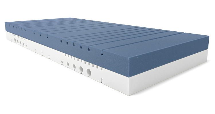 Der zweifarbige Matratzenkern der BODYGUARD Anti-Kartell-Matratze.