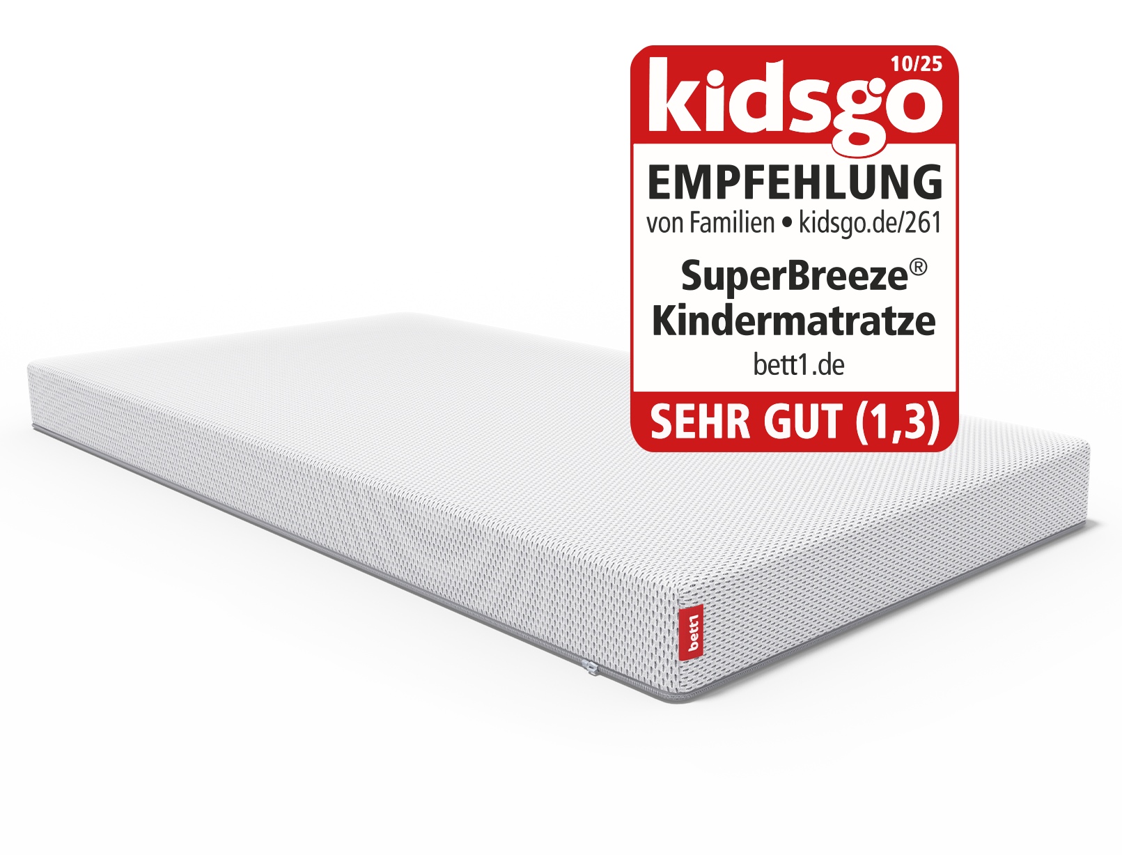 SuperBreeze® Kindermatratze Die SuperBreeze Kindermatratze. Siegel: kidsgo