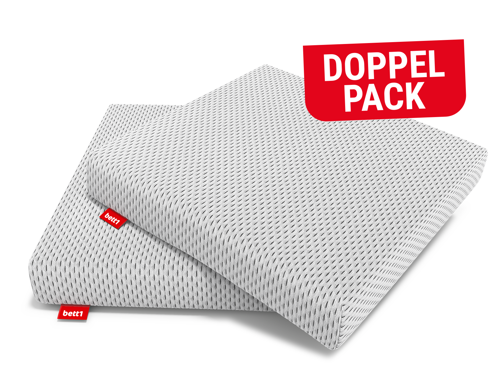 Zwei BODYGUARD®Sitzkissen aufeinanderliegend. Text: Doppelpack