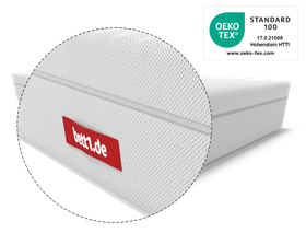 BODYGUARD®  Boxspring Matratze Weich: Zoom auf Griff. Oeko-Tex® Siegel. 	