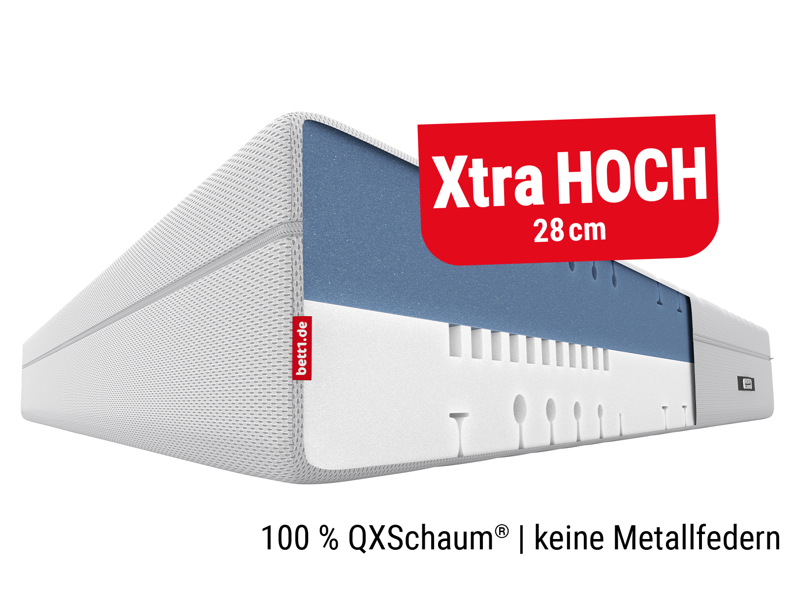 BODYGUARD Boxspring Matratze. Text: Xtra hoch 28 cm. 100 % QXSchaum, keine Metallfedern.