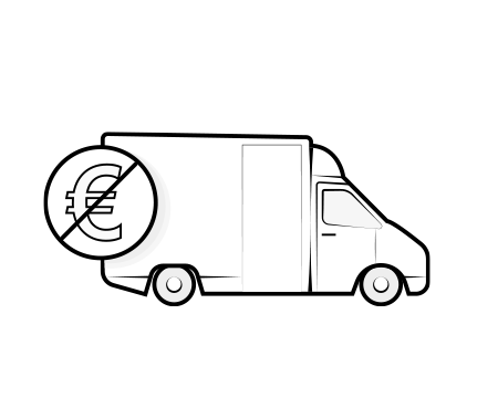 Illustration: Ein LKW mit einem durchgestrichenen Euro-Zeichen.