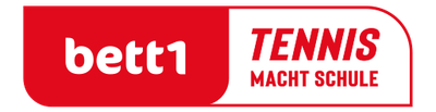 Logo mit Text: „bett1 – Tennis macht Schule“